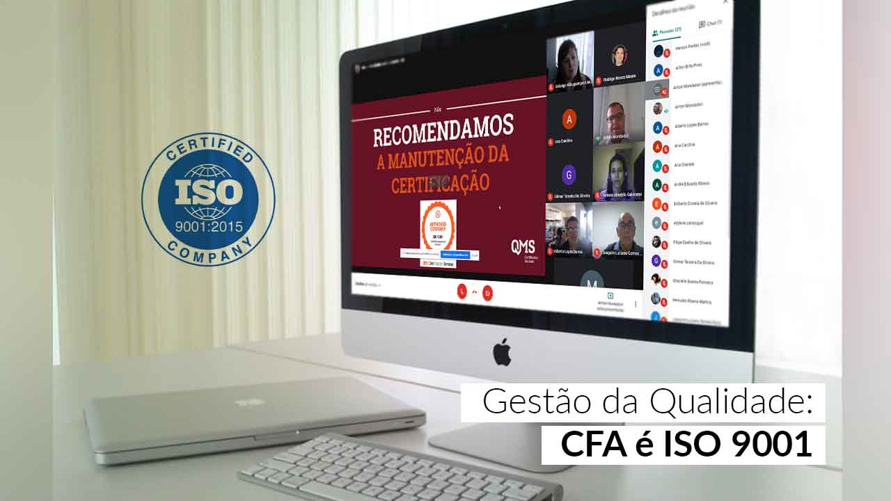 You are currently viewing Certificado ISO 9001:2015 do CFA é renovado