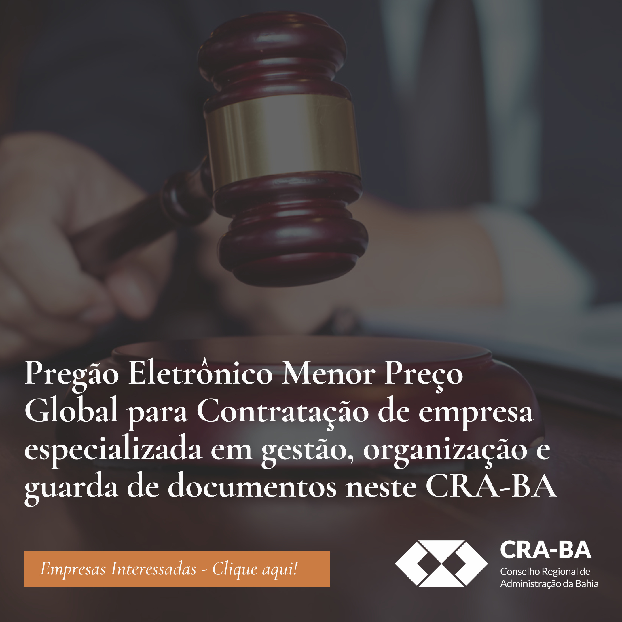 Read more about the article Pregão Eletrônico Menor Preço Global para Contratação de empresa especializada em gestão, organização e guarda de documentos neste CRA-BA