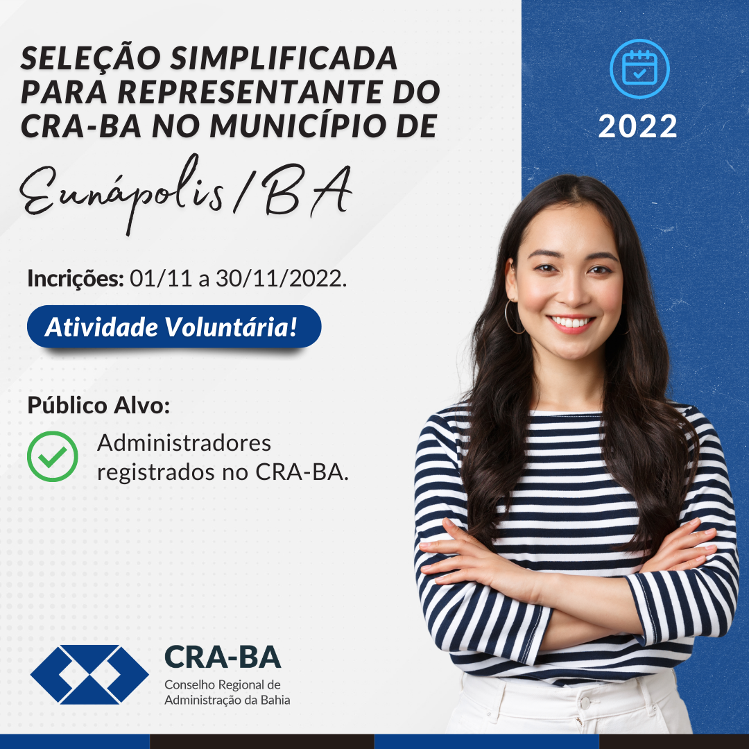 You are currently viewing Seleção Simplificada para Representante do CRA-BA no Município de Eunápolis