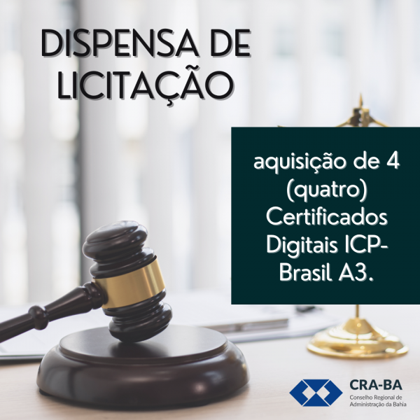 Dispensa De Licitação Para Aquisição De 4 Quatro Certificados