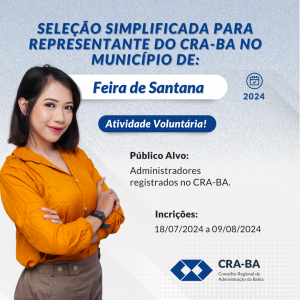 Leia mais sobre o artigo Seleção Simplificada para Representante do CRA-BA no Município de Feira de Santana/BA 2024