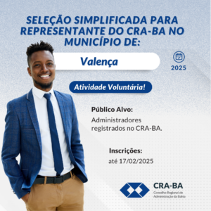 Leia mais sobre o artigo Seleção Simplificada para Representante do CRA-BA no Município de Valença/BA 2025